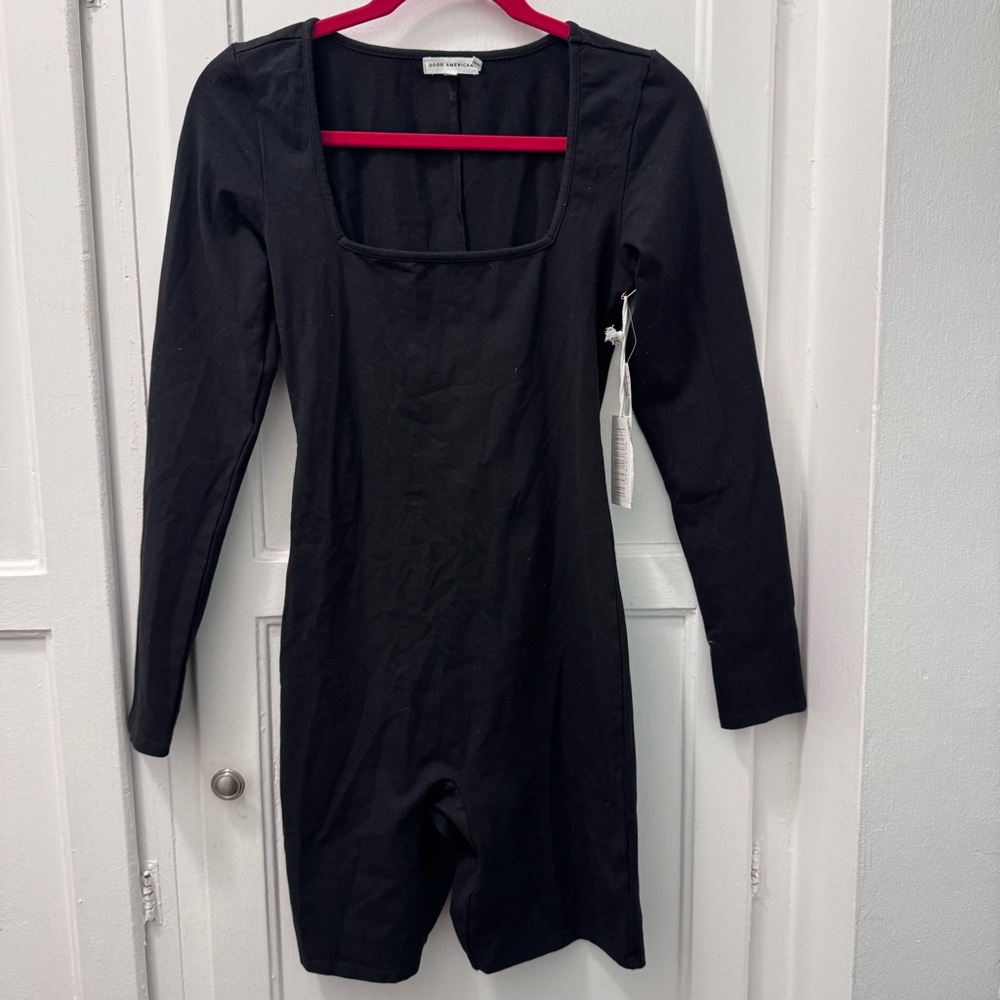 Good American Black Long Sleeve Romper Onesie